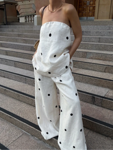 Round Print Off Shoulder Top Loose Pocket Pants Suit